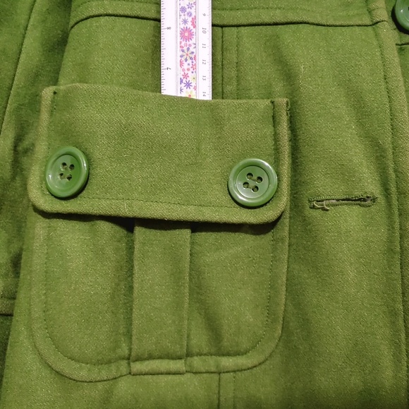 Tulle 100% Wool Green Button Up Coat - Picture 7 of 7